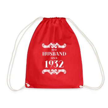 Best Husband Since 1932 Wedding Anniversary - Drawstring Bag - red - Front