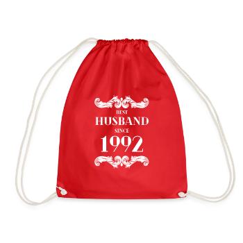 Best Husband Since 1992 Wedding Anniversary - Drawstring Bag - red - Front