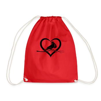 Parrot Bird Heart Parrot Bird - Drawstring Bag - red - Front