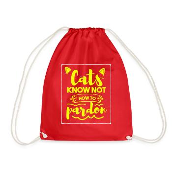 Cat Know Not How To Pardon T-Shirt - Drawstring Bag - red - Front