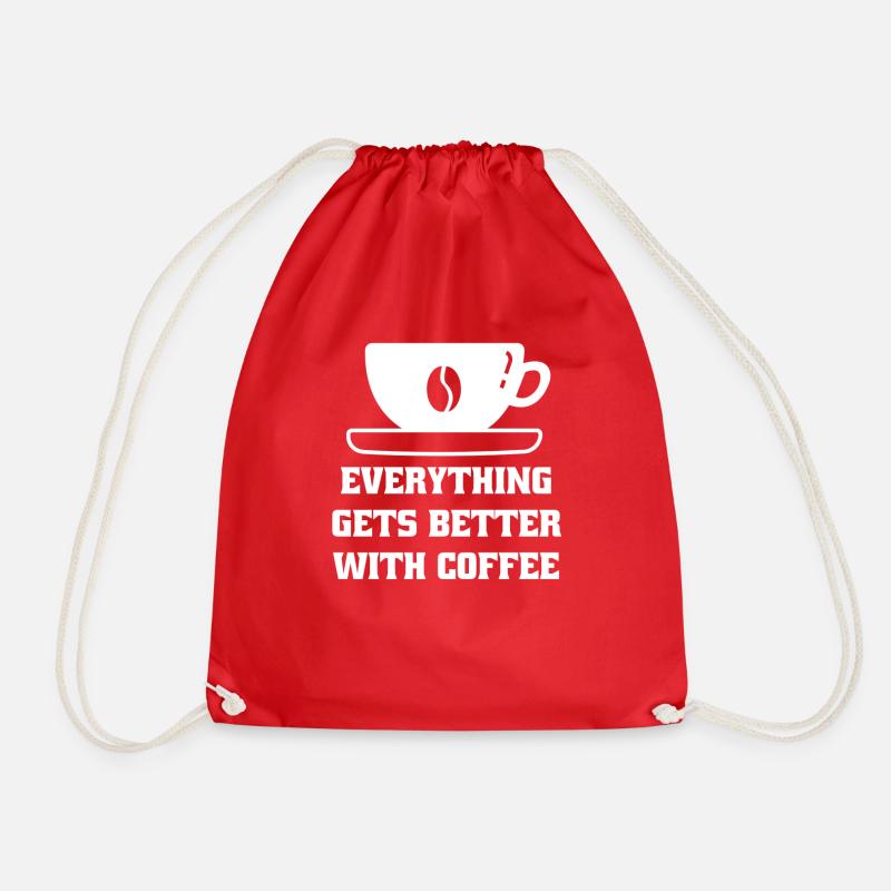 Kaffee Kaffeebohne Coffee Tasse Geschenk Koffein - Turnbeutel - Rot