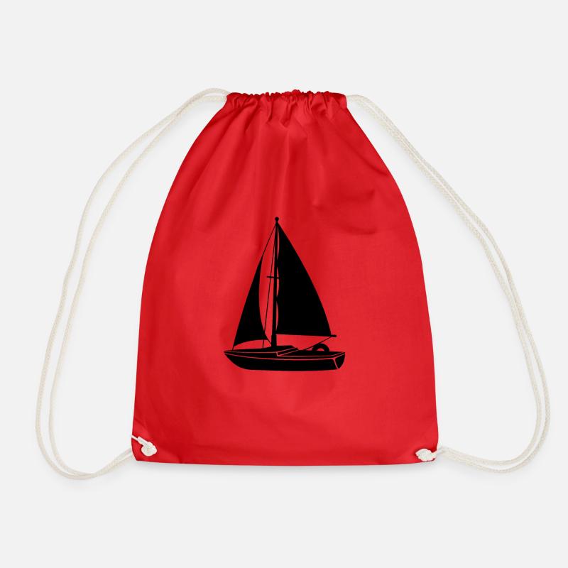 Boating Boat - Drawstring Bag - red