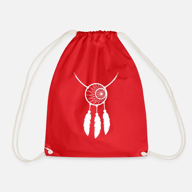 Dream catcher - Drawstring Bag - red