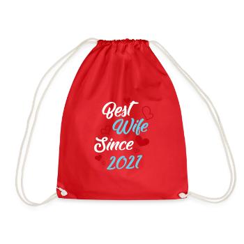 Anniversary Best Wife Since 2021 Wedding - Drawstring Bag - red - Front