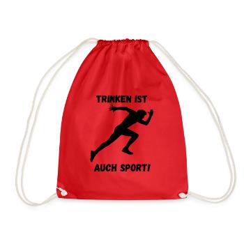 Trinken ist auch Sport! Party, Mallorca, JGA! - Turnbeutel - Rot - Vorne