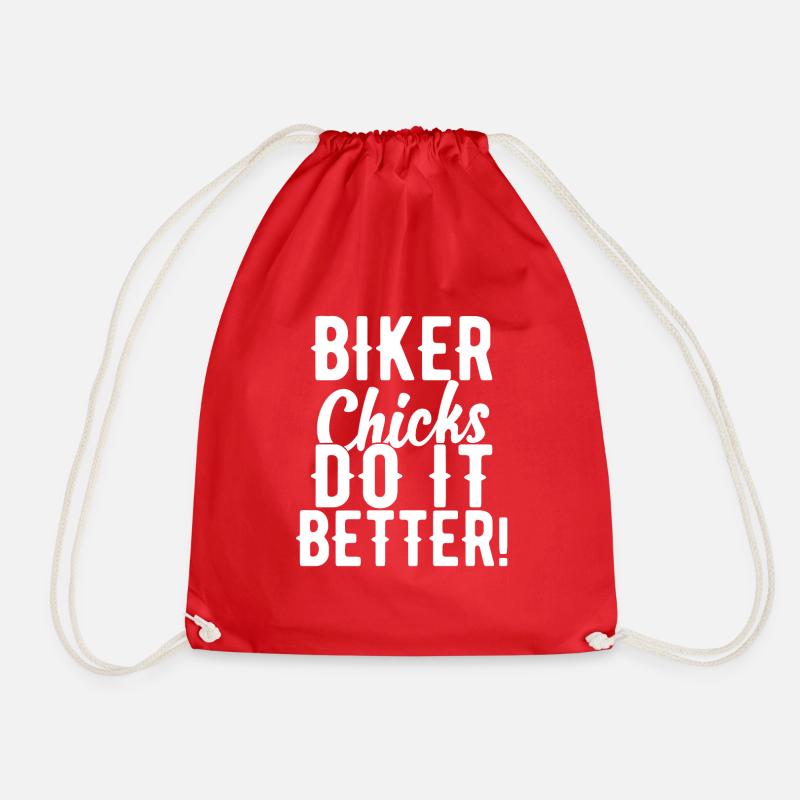 Biker Chicks Do It Better! - Drawstring Bag - red