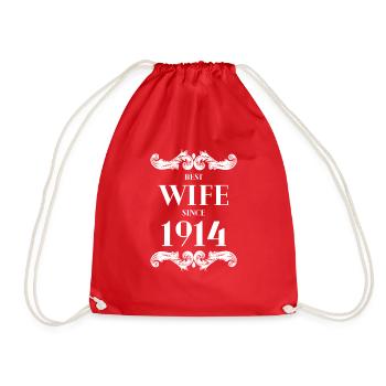 Beste Ehefrau seit 1914 Hochzeit - Turnbeutel - Rot - Vorne