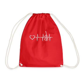 Double Bass Heartbeat Heart Contrabass Player - Turnbeutel - Rot - Vorne