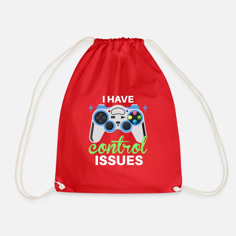 I have control issues - Drawstring Bag - red