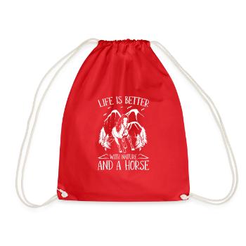 Horse Equestrian Sports Nature Endurance Riding - Drawstring Bag - red - Front