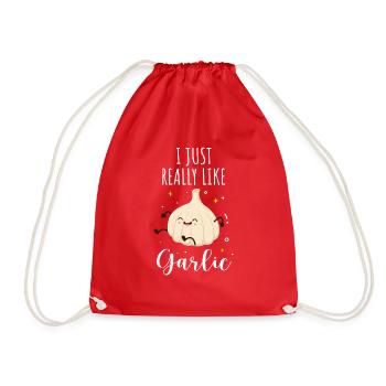 Garlic Garlic Bread Food Gift - Drawstring Bag - red - Front
