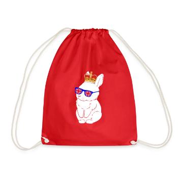 Rabbit wearing the Queen's crown - Drawstring Bag - red - Front