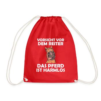 VORSICHT VOR DEM REITER I PFERDEDESIGN I REITER - Turnbeutel - Rot - Vorne