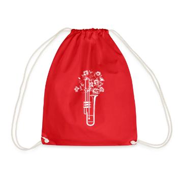 Minstrel Procession Trombone Flowers - Drawstring Bag - red - Front