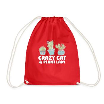 Hobby Gardener Garden Cactus Garden Cat - Drawstring Bag - red - Front