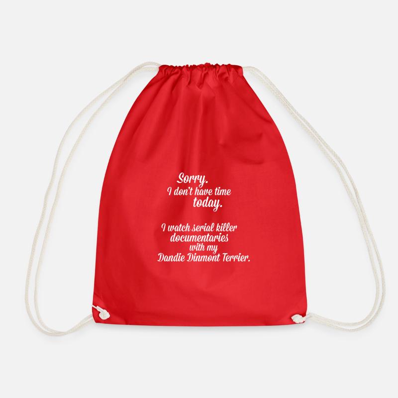 Documentaries with my Dandie Dinmont Terrier - Drawstring Bag - red