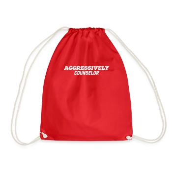 aggressively counselor - Drawstring Bag - red - Front