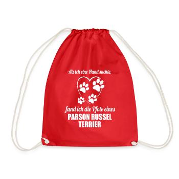 Hand & Pfote - Spruch - Parson Russel Terrier - Turnbeutel - Rot - Vorne