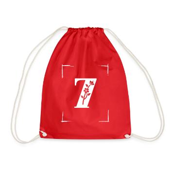 number 7 initial - Drawstring Bag - red - Front