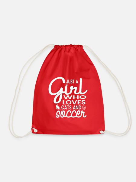just a girl who love cats and soccer Frauenfußball - Turnbeutel - Rot