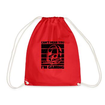Can't Hear You In Gaming - Cool Gaming Design - Drawstring Bag - red - Front