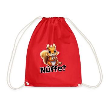 Nüffe? Süßes Eichhörnchen Shirt - Turnbeutel - Rot - Vorne