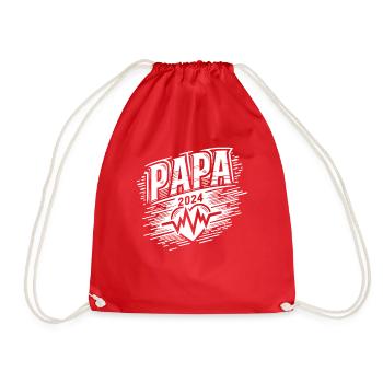 Papa Herzschlag 2024 - Vatertags-Geschenk - Turnbeutel - Rot - Vorne