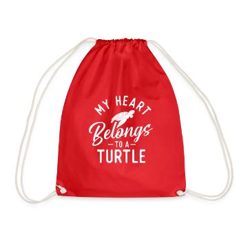 My Heart Belongs To A Turtle - Sea Turtle Lover - Drawstring Bag - red - Front