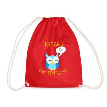 Irritable Owl Syndrome Get Lost Nocturnal Pun - Drawstring Bag - red - Front