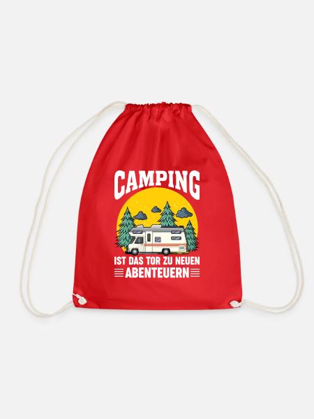 Camping T - Shirt Wohnmobil Geschenk - Turnbeutel - Rot