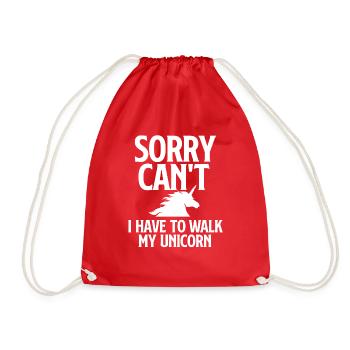 Sorry Can't I Have to Walk My Unicorn - Magisch - Turnbeutel - Rot - Vorne