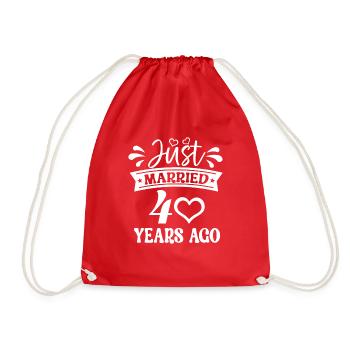 Funny 40th Wedding Anniversary - Just Married 40 Y - Drawstring Bag - red - Front
