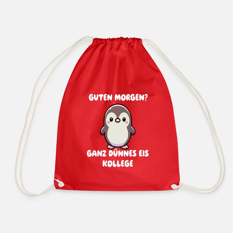 Pinguin ganz dünnes Eis - Turnbeutel - Rot