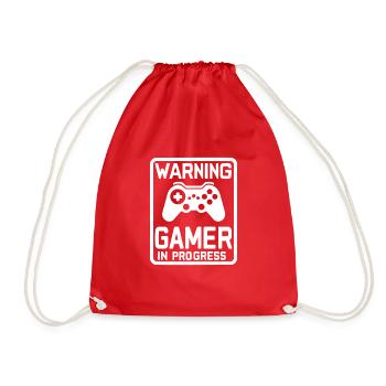 Warning Gamer in Progress - Drawstring Bag - red - Front
