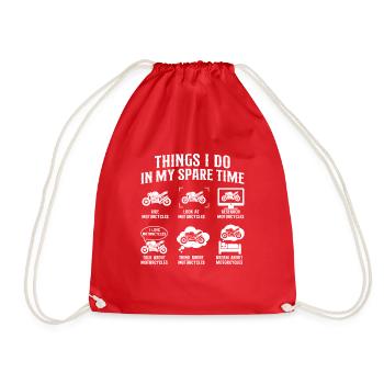 Things I Do In My Spare Time Biker Motorcycle - Drawstring Bag - red - Front