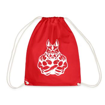 Dog Strong Fitness - Drawstring Bag - red - Front