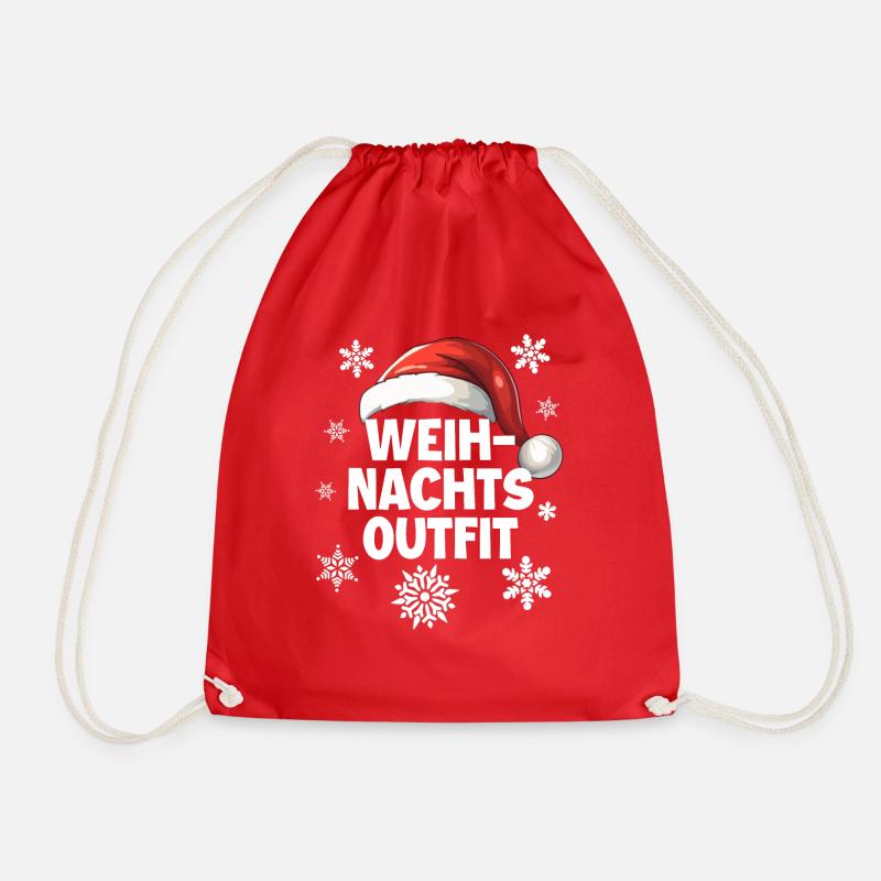 Merry Christmas - Drawstring Bag - red