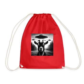 Goat buck, billy, does Funny Selfie Farm UFOs Weir - Drawstring Bag - red - Front