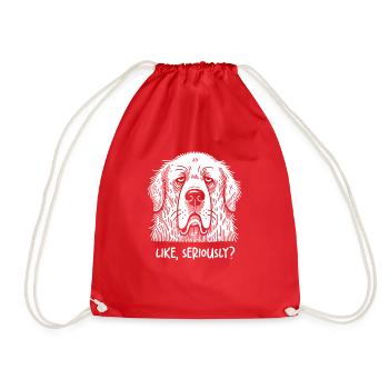 Great Pyrenees Unamused Like Seriously Judging Sar - Drawstring Bag - red - Front