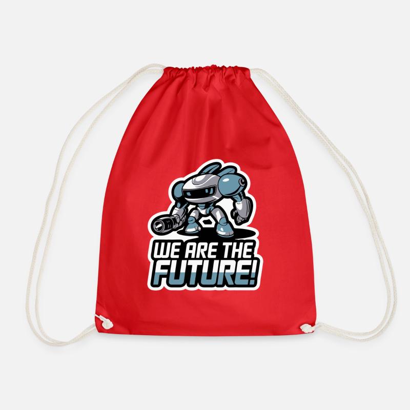 ROBOT, WE ARE THE FUTURE - Drawstring Bag - red