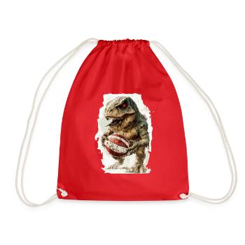 Rugby Dino TRex Dinosaur Rugbysaurus - Drawstring Bag - red - Front