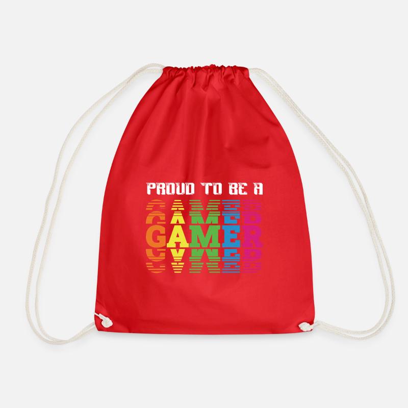 Proud to be a gamer. white - Drawstring Bag - red