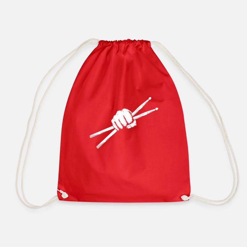 Drumsticks Drums Drummer Drums Drummer - Drawstring Bag - red