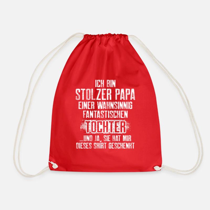 Stolzer Papa einer Tochter - Turnbeutel - Rot