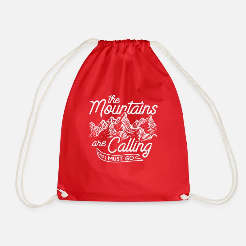 The mountains call mountain mountains mountain range gift - Drawstring Bag - red