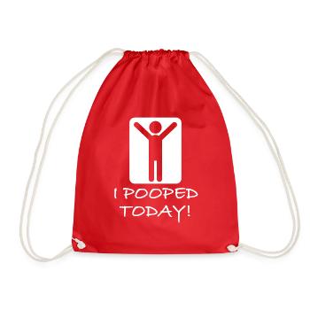 I pooped today | funny sayings, children - Drawstring Bag - red - Front