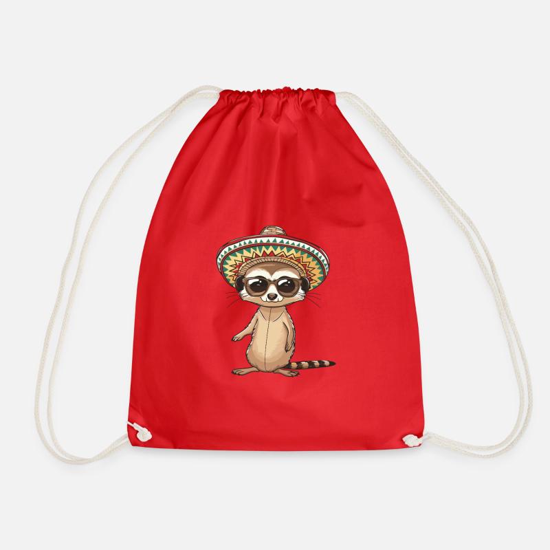 Erdmännchen Lustig Sombrero - Turnbeutel - Rot