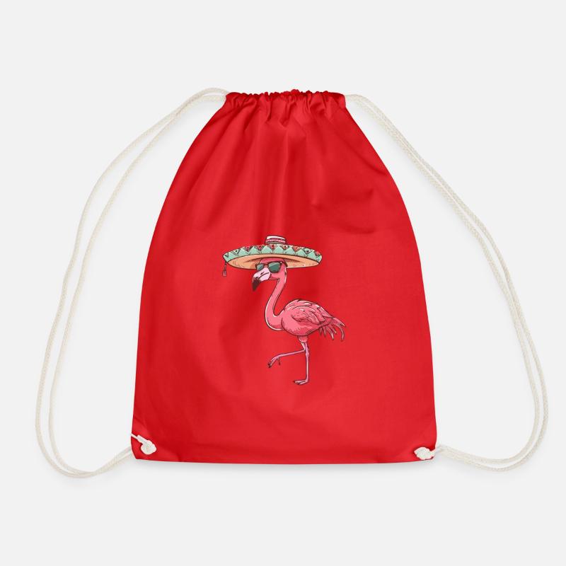 Flamingo Comic Lustig Sombrero - Turnbeutel - Rot