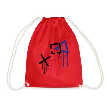 tropfen graffiti controller kontur cool X viereck - Turnbeutel - Rot - Vorne