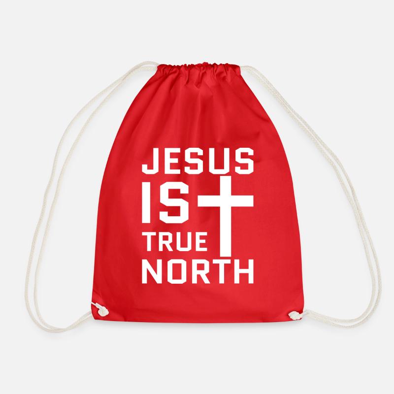 Jesus is true north White - Drawstring Bag - red